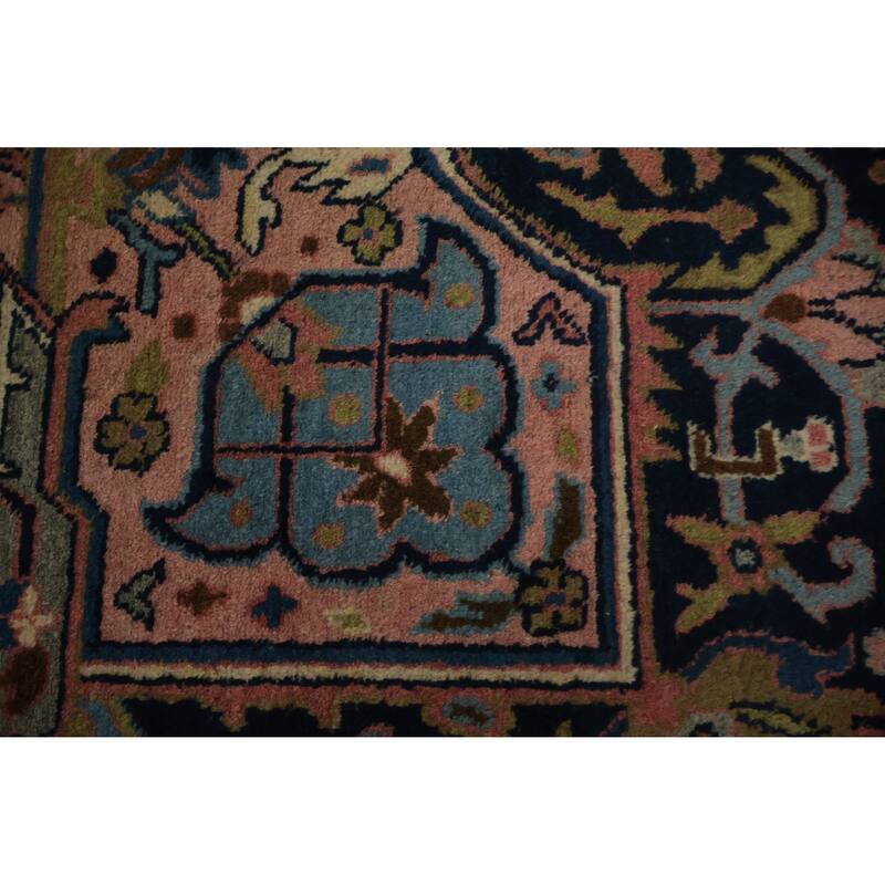 Hand Knotted Oriental 100% Wool Carpet Traditional Medallion Pink Heriz Area Rug - 12' 8'' X 9' 1''
