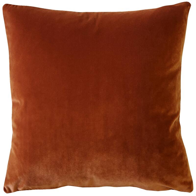 Pillow Decor Castello Soft Velvet Throw Pillows (3 Sizes, 18 Colors) - Cinnamon - 17" x 17' - Feather Down