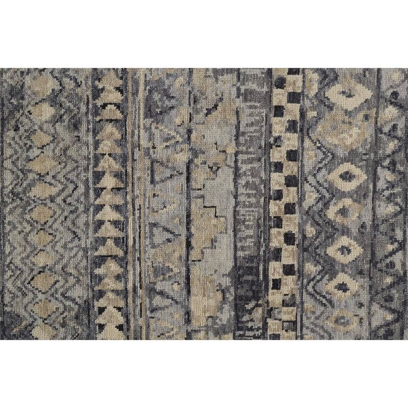 Scottsdale Luxe Hand Knot Accent Rug, Charcoal Gray/Light Beige
