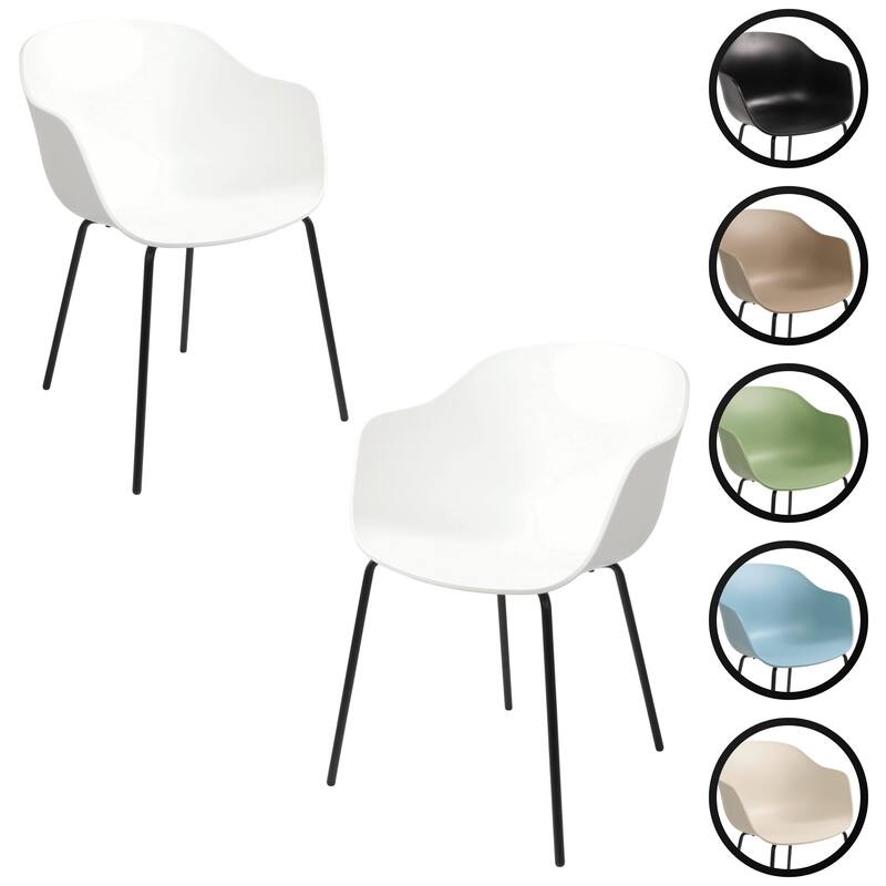 Furnish Theory Curve-K ML Indoor/Outdoor Dining Armchairs Arm Chairs w Polypropylene Shell & Powder-Coated Steel Legs (Set of 2)