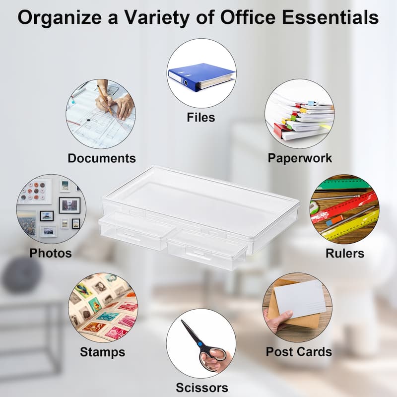 Sorbus Paper and Document Storage Box Set Stackable for Office and Craft Supplies (4 Piece)