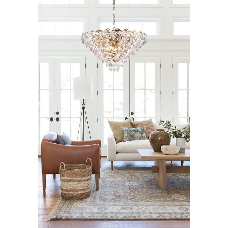 15-Light Gold Chandelier With Clear Crystal Accents - Overstock - 40531859