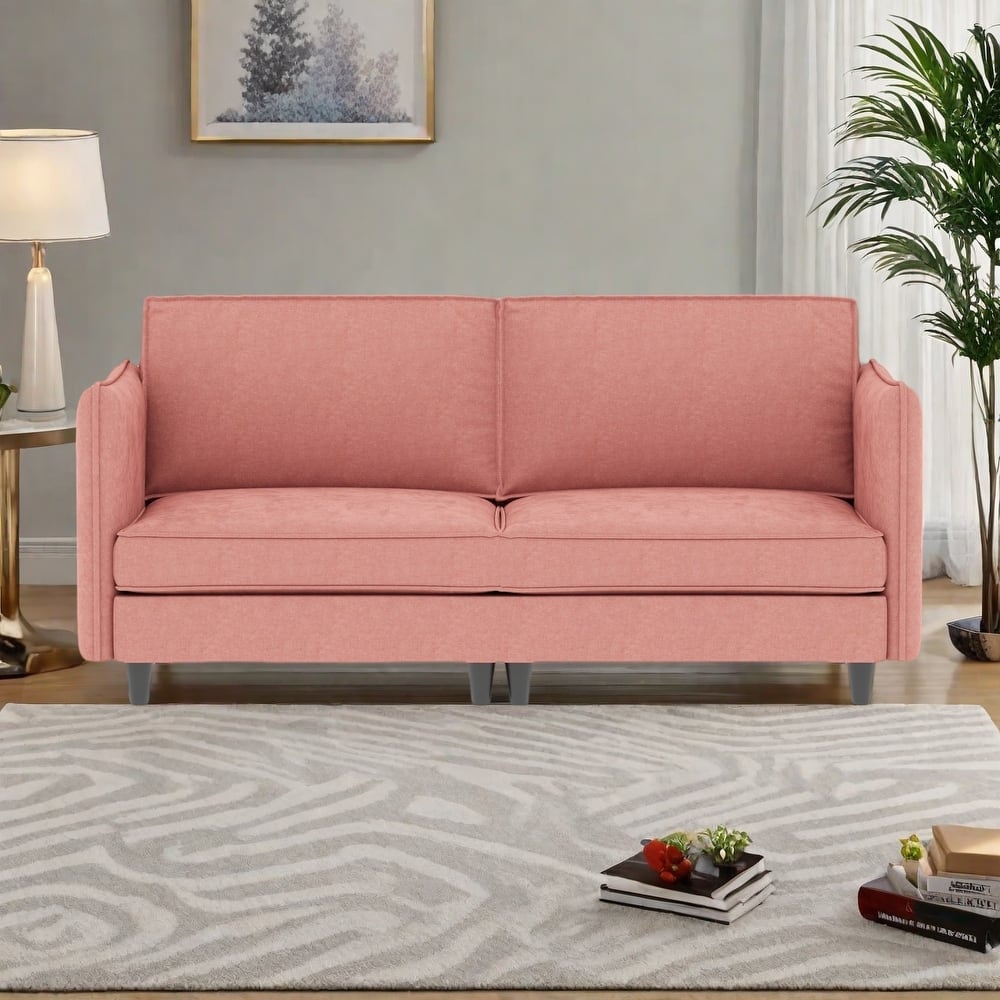 74.27"Fabric 3-Seater Sofa with Pocket Springs and Solid Wood Frame, Side Storage Pockets