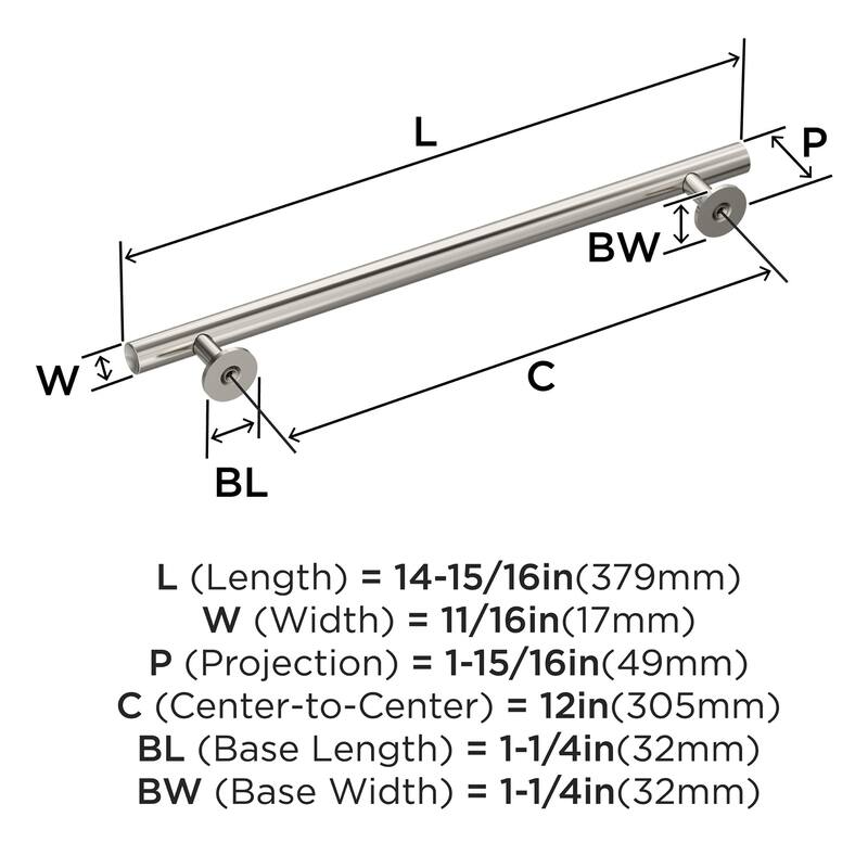 Amerock BP54050 Radius 12" Center to Center Bar Appliance Pull