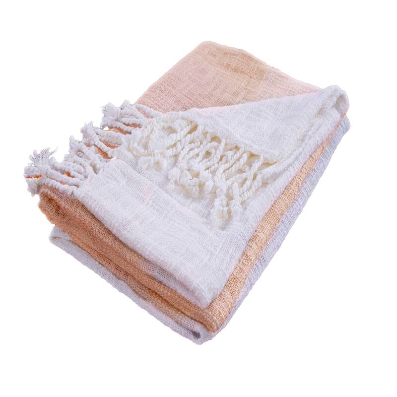Sevita Ombre Handwoven Standard Size Throw Blanket with Fringe
