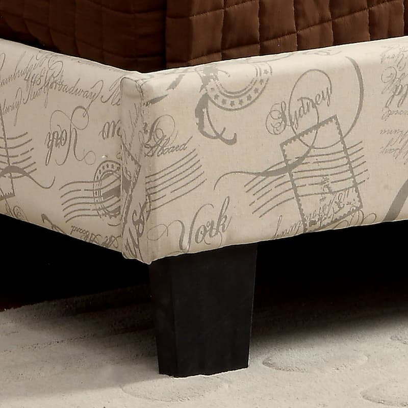 Anita III Contemporary Ivory Fabric Upholstered Platform Bed