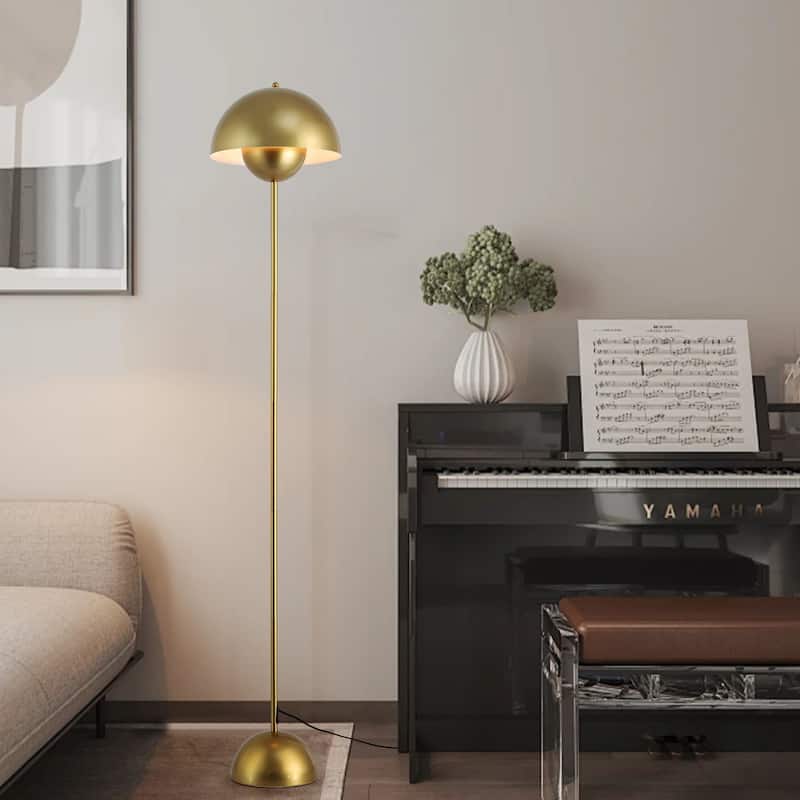 Industrial Metal Shade White/Black/Gold Floor Lamp with Foot Switch Modern Tall Standing Lamp for Living Room