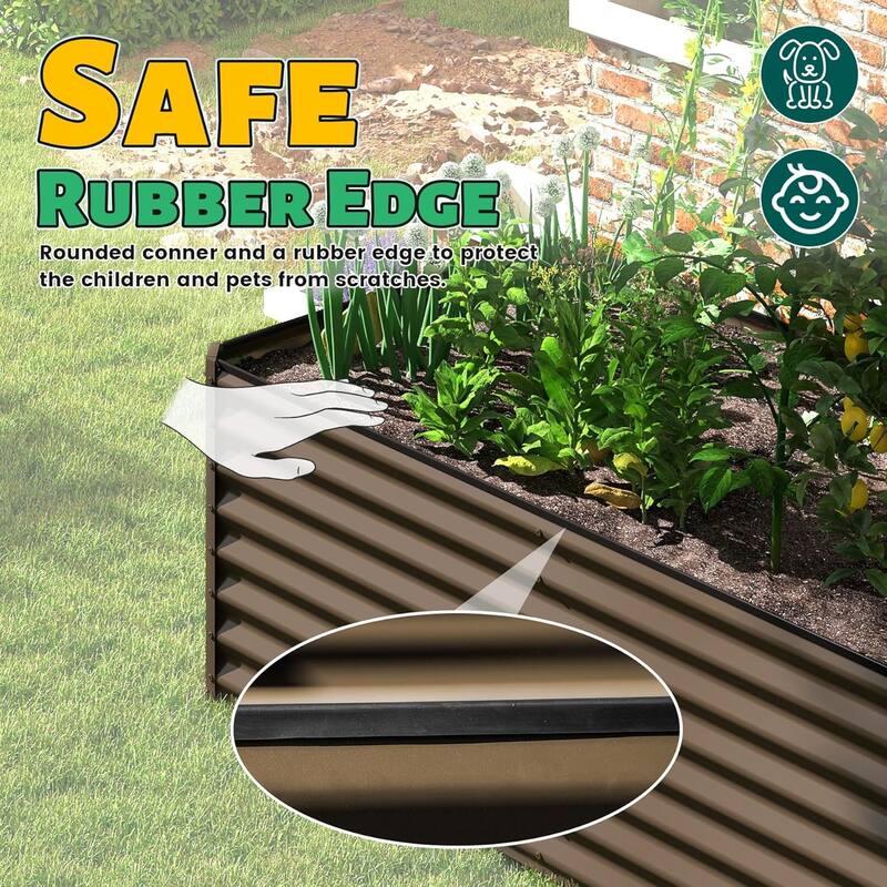 Heavy-Duty Outdoor Garden Planter Box for Vegetables with Safety Edge