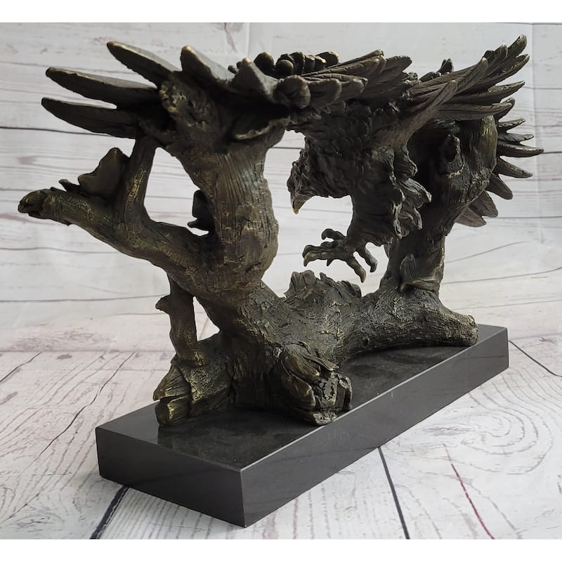 Original Milo Large American Bad Eagle Landing Bronze Sculpture Statue Figurine