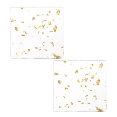 2pcs Foil Acrylic Drinks Coaster Square Table Coaster Decor