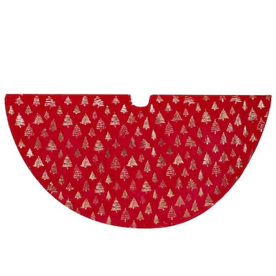 Kurt Adler 60-Inch Red and Gold Plush Imitation Fur Tree Skirt
