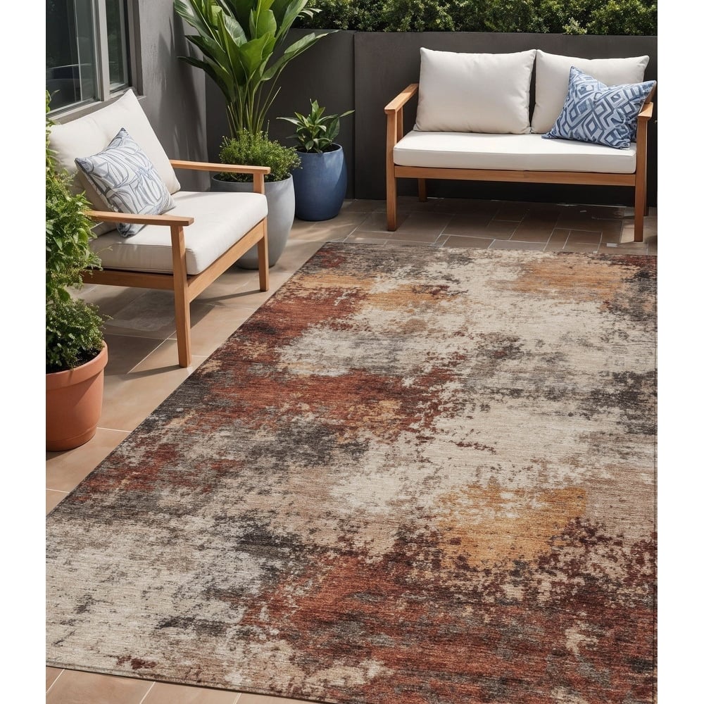 HomeRoots Abstract Transitional Rectangle Outdoor Rug
