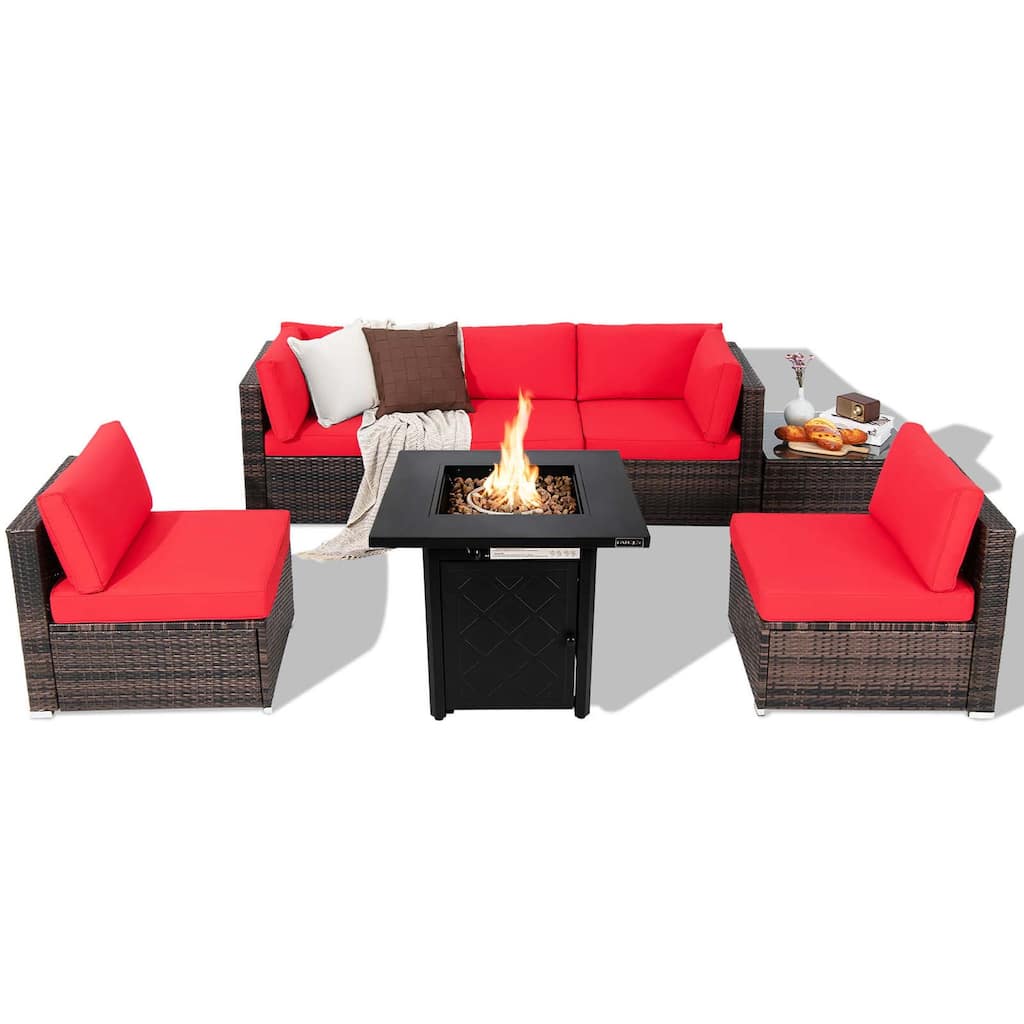 Costway 7 PCS Patio Furniture Set with 28" 50000 BTU Propane Gas Fire - See Details