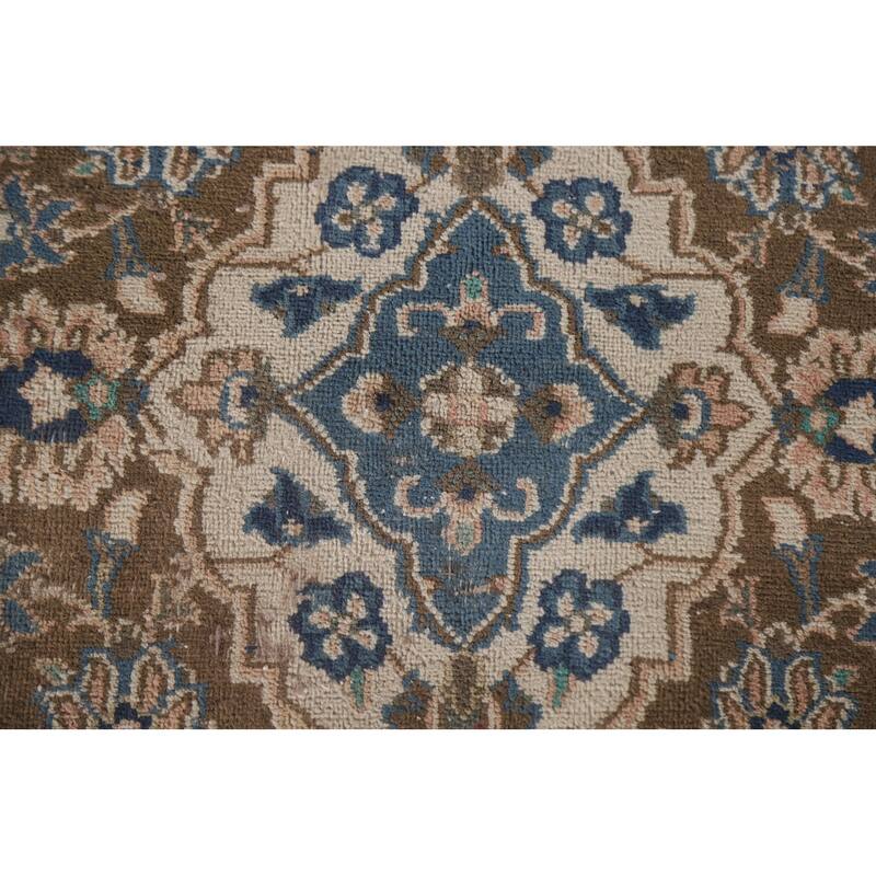 Hand Knotted Oriental 100% Wool Carpet Traditional Floral Coral Mashad Area Rug - 9' 1'' X 6' 1''