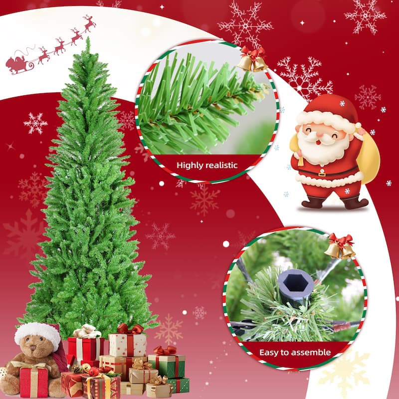 Anmytek 6FT Pencil Slim Christmas Tree - 754 Tips, Lifelike Dense Branches