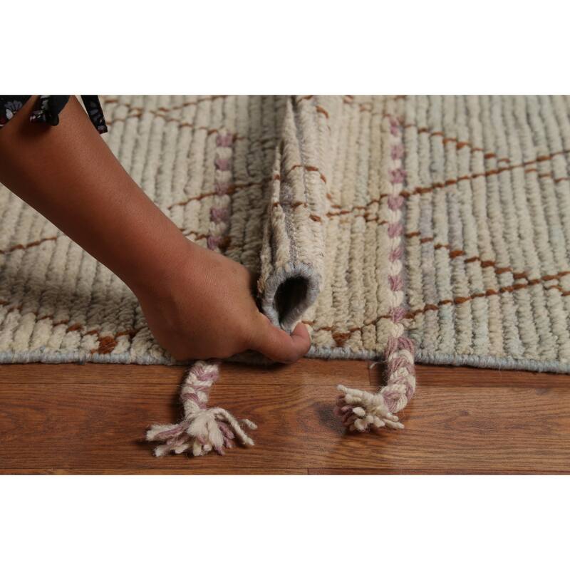 All-Over Trellis Moroccan Modern Large Area Rug Handmade Wool Carpet - 10'0"x 14'4"