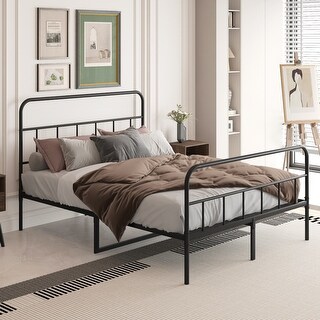 Noise-Free Metal Platform Bed Frame, No Box Spring Needed, Full/Queen ...