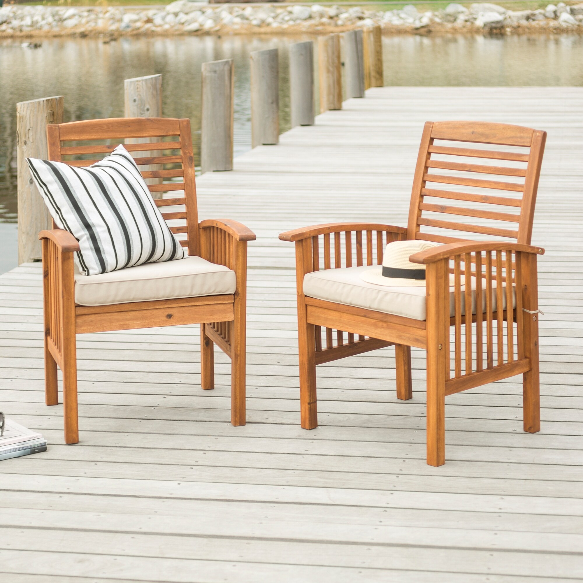 Surfside Acacia Wood Patio Chairs Set Of 2 Brown By Havenside Home Overstock 20881553
