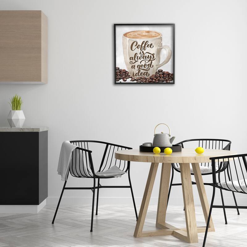 Stupell Coffee Phrase Classic Mug Framed Giclee Art Design By Kim Allen