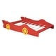 preview thumbnail 14 of 28, Full Size Race Car Bed Wooden Platform Bed with Wheels and Rails