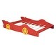 preview thumbnail 12 of 23, Full Size Race Car-Shaped Platform Bed with Wheels Wooden Platform Bed Frame with Support Slats, Twin Floor Bed