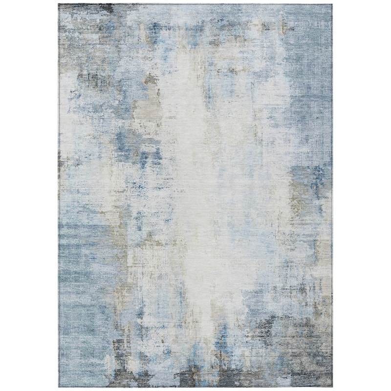 Machine Washable Indoor/Outdoor Abstract Solid Chantille Rug