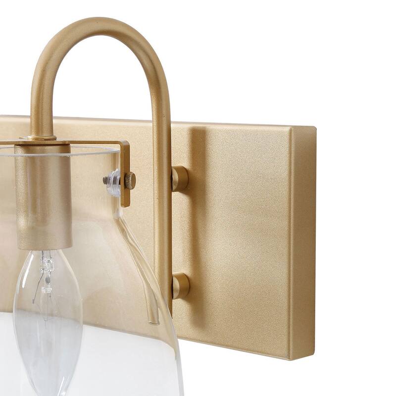 Chiry Mid-Century Modern Glam Gold 3-Light Clear Glass Linear Vanity Light - L22"x H8"x E7"