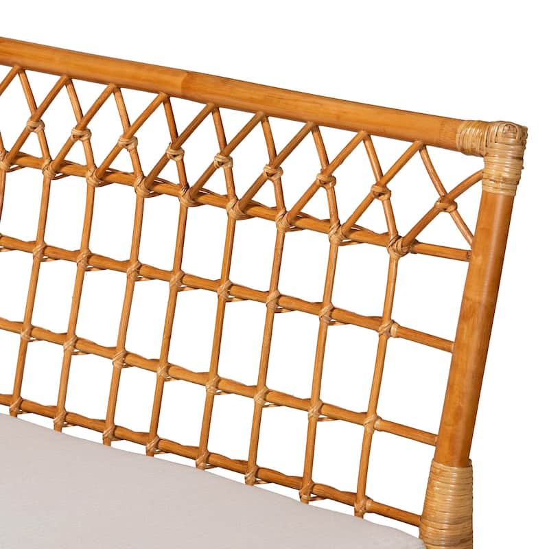 Aina Modern Bohemian Honey Rattan 4-Piece Dining Nook Set