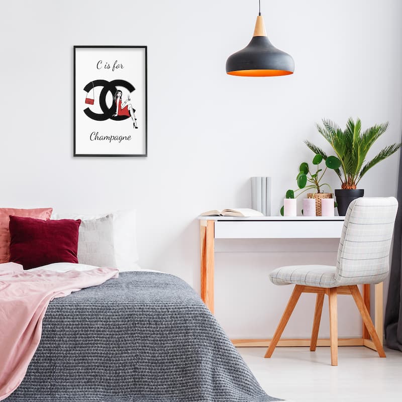 Stupell Glam C Is For Champagne Framed Giclee Art Design By Martina Pavlova
