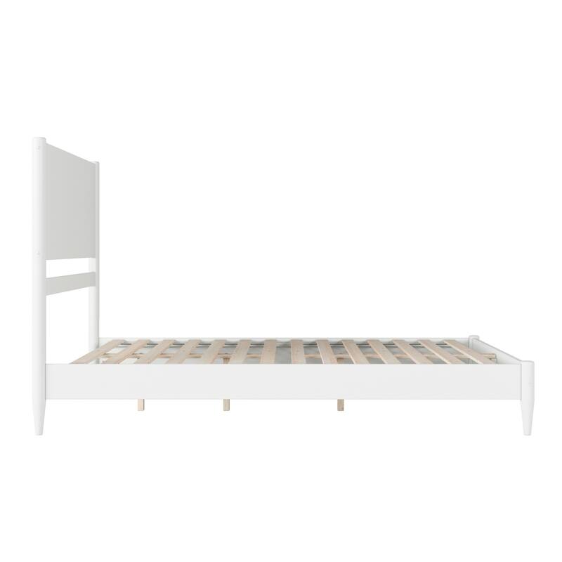 Solid Wood Low Profile Platform Bed - Modern Bedroom Furniture in White