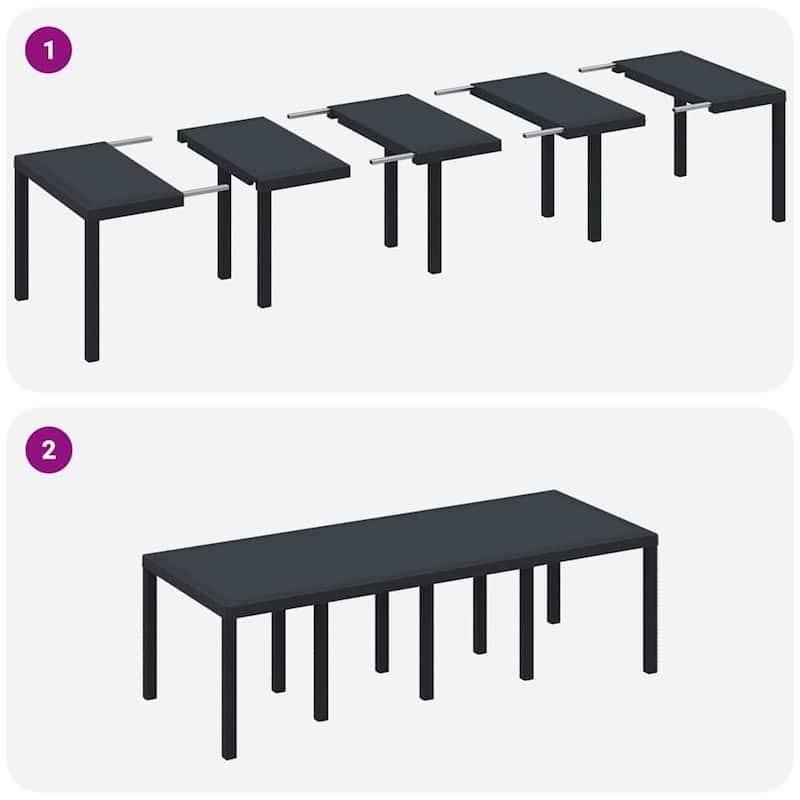 vidaXL Garden Table Anthracite/Brown poly rattan - 98.4 x 39.4 x 28.7 inch