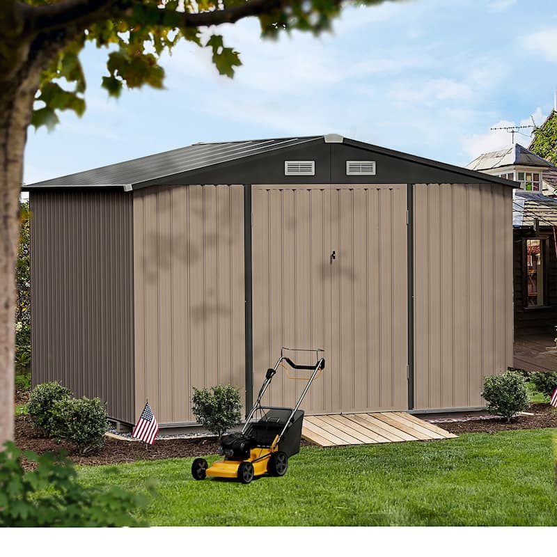 Outdoor Storage Shed with Lockable Doors and Air Vents for Garden