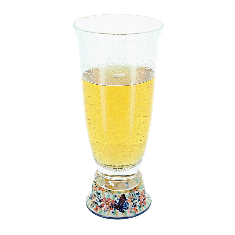 Blue Rose Polish Pottery P002 Manufaktura Beer Glass - Blue Butterfly