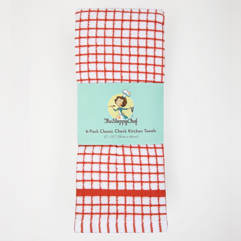 The Sloppy Chef Classic Checkered 6-Piece Kitchen Towels - 15x25