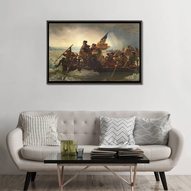 iCanvas "Painting Of George Washington Crossing The Delaware" by Stocktrek Images Framed