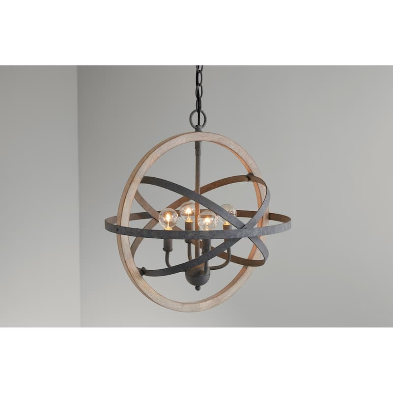 Bluffton 4-light Iron/ Wood Hanging Pendant