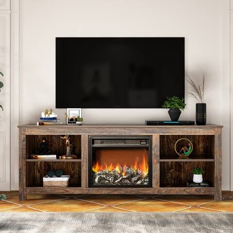 TV Stand with 17 Inches Electric Fireplace for TV Up to 65-inch - 58 inches