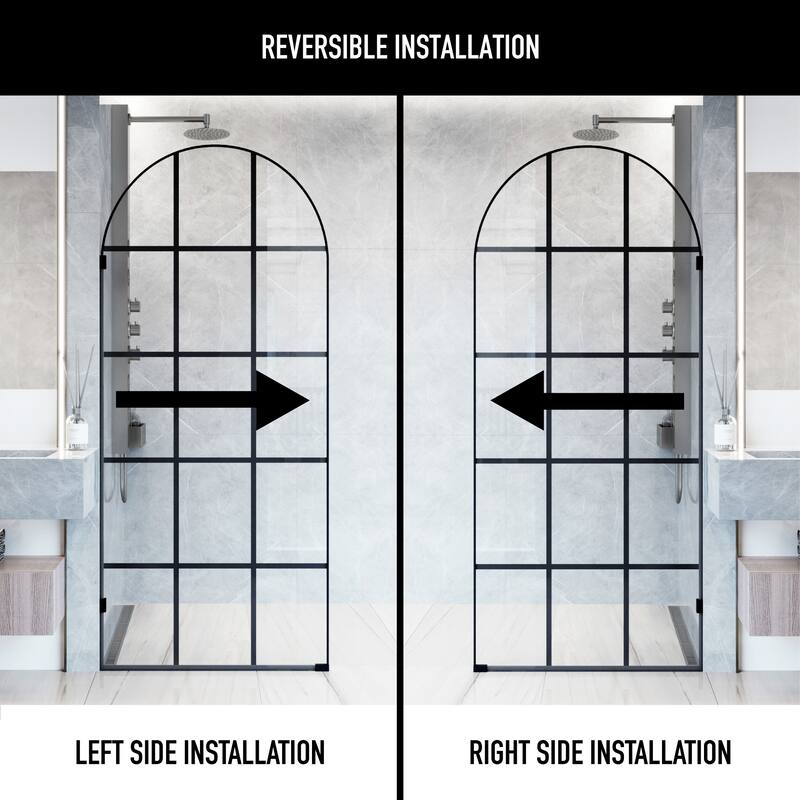 VIGO Arden 34" W x 78" H Framed Fixed Shower Screen in Matte Black