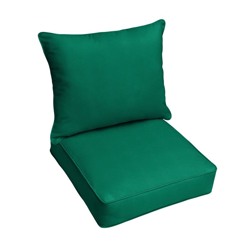 Sorra Home Outdoor Corded Deep Seating Pillow and Cushion Set - 23.5 in W x 23 in D x 5 in H - Canvas Forest Green
