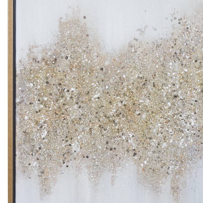 Canvas Geode Glitter Flakes Living Room Framed Wall Art with Gold Frame - Gold - Roche River Decor
