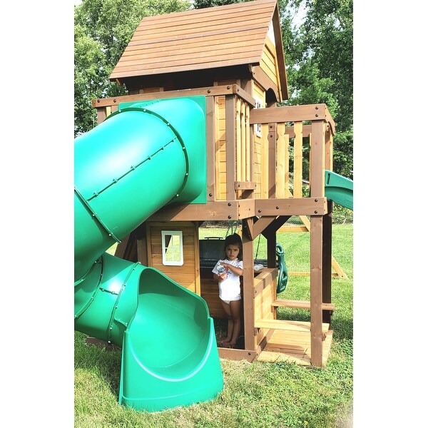 Backyard Discovery Cedar Cove All Cedar Wooden Swing Set - On ...
