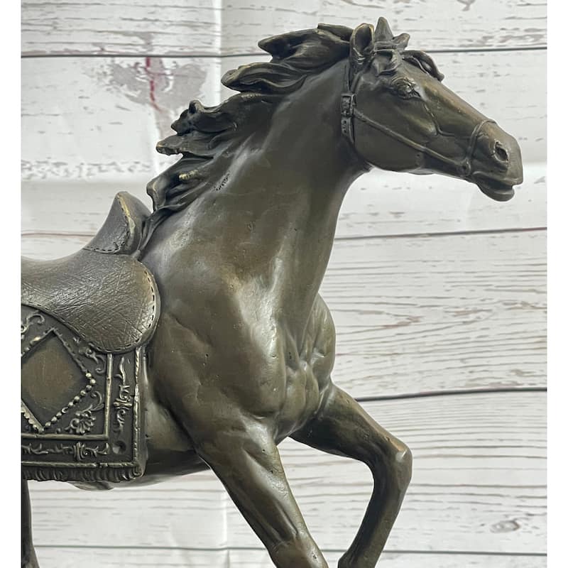 Saddled War Imitative Horse Working Equestrian Bronze Statue Sculpture After Pj Mene