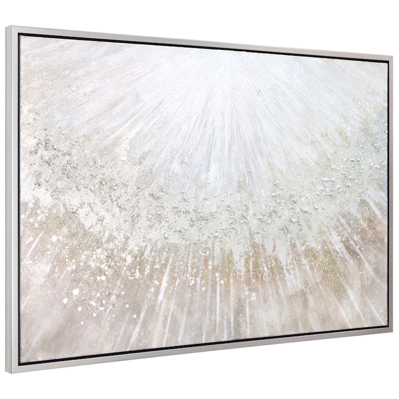 Silver Pellets Textured Glitter Hand Painted Canvas Wall Art 48" x 32"