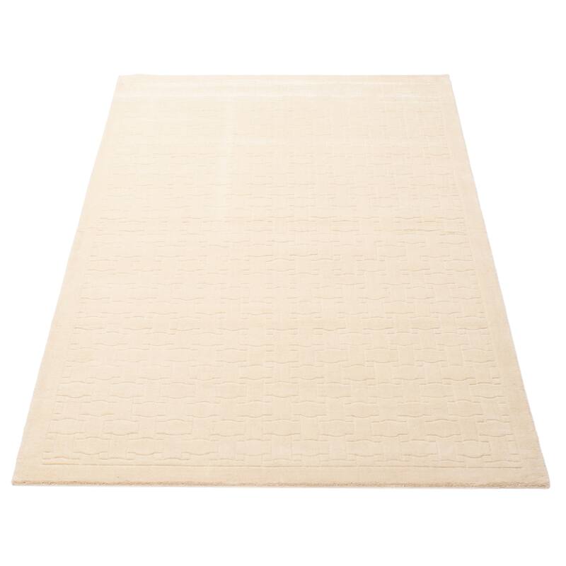 ECARPETGALLERY Hand Tufted Timeless Cream Wool Rug - 5'0 x 7'11