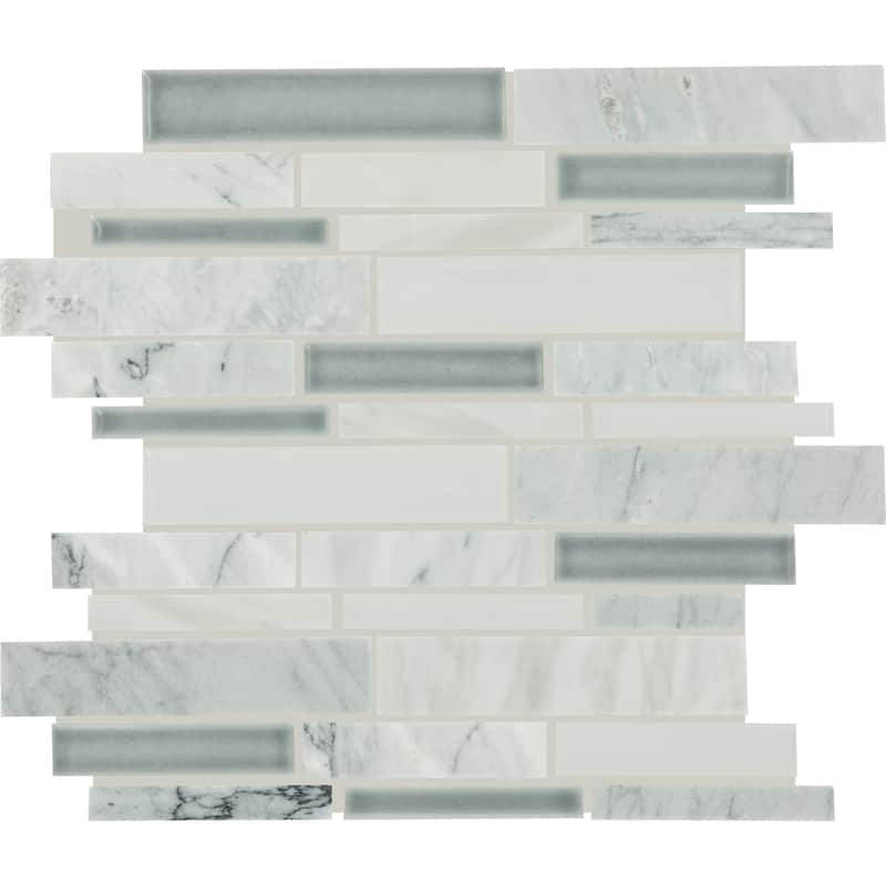 Daltile Raine Polished Natural Stone Random Linear Mosaic Tile (Set of 10) (9.80 SQFT Per Carton) - Grey