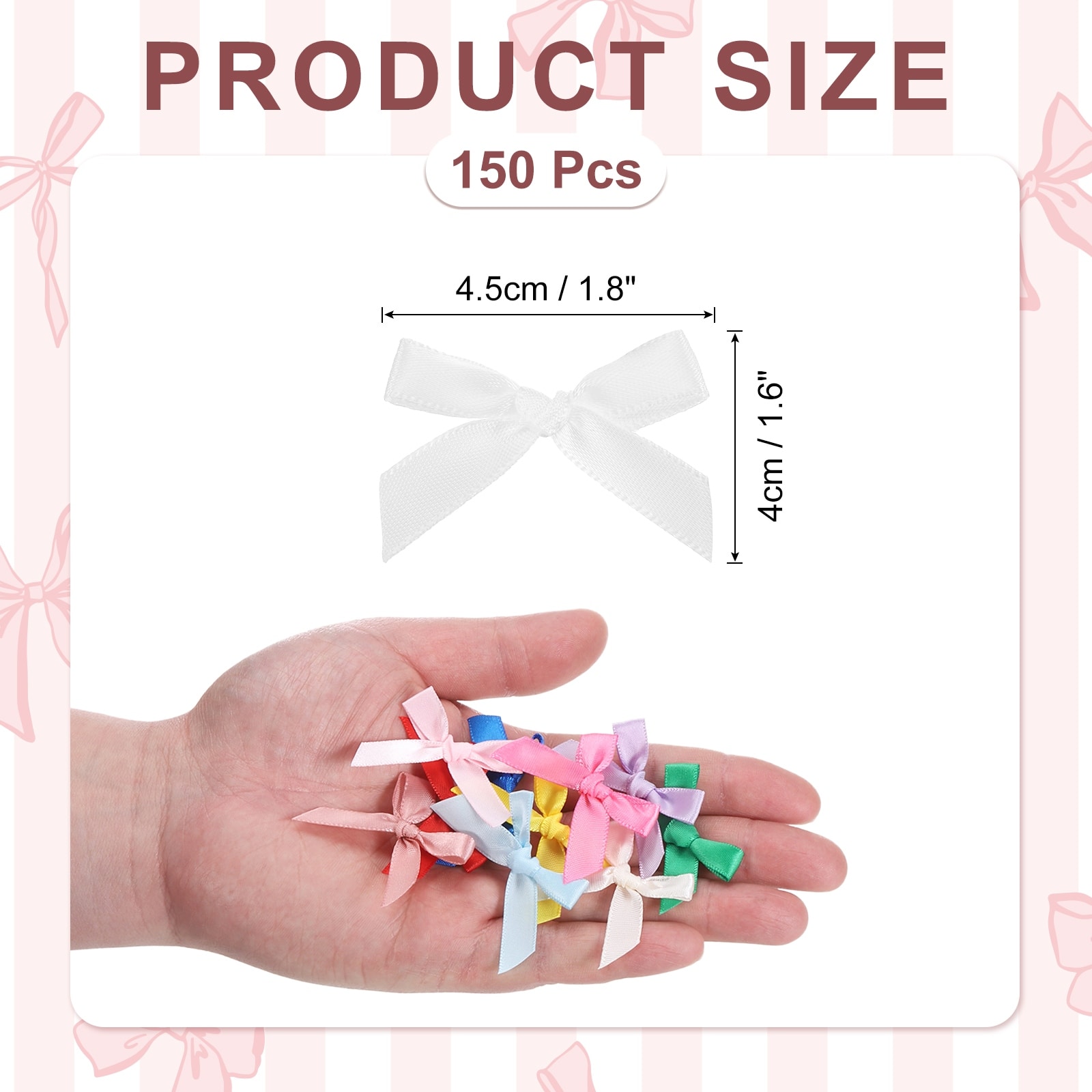 Mini Ribbon Bow Fabric Satin Ribbon Flower Bows for Craft Sewing Wedding - 1.8"