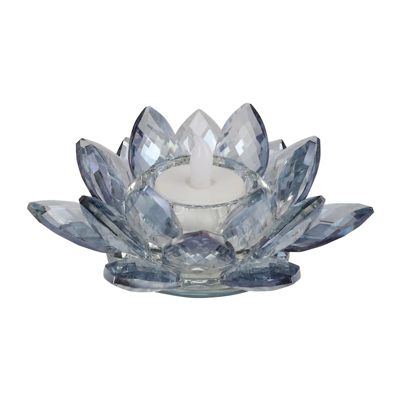 Iridescent Glass Crystal Lotus Votive Candle Holder