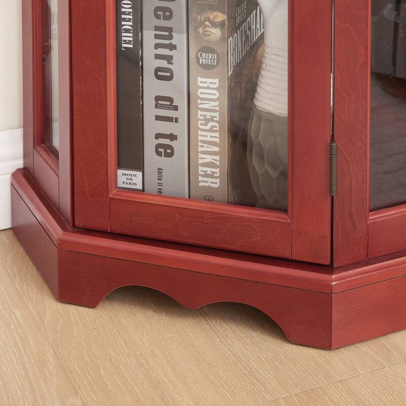 Lighted Corner Curio Cabinet with Tempered Glass Doors