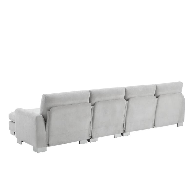 119'' Spacious L-Shaped 5 Seater Sectional Sofa with Chaise Lounge and 2 Decorative Pillows, for Living Room, Apartment