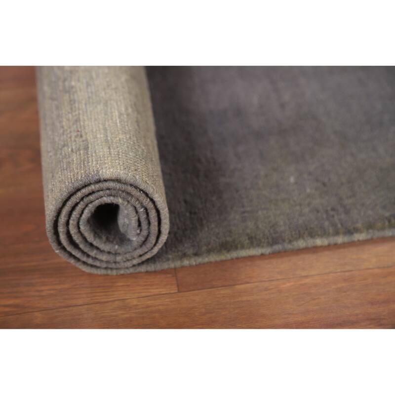 Gray Blue Gabbeh Oriental Runner Rug Handmade Wool Carpet - 2'11"x 6'8"